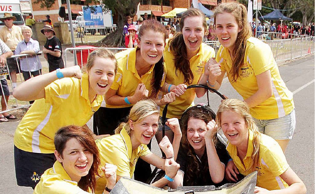St Mary’s Open Girls, ‘The Forward Ladies’ celebrate their win. (Back) Rheanna Bretag, Lydia Revill, Hayley Symington, Maddie Jirasek, (front) Riley O’Hanlon, Sarah Keating, Julia Massingham, Lexie Purcell. St Mary’s Open Girls, ‘The Forward Ladies’ celebrate their win. (Back) Rheanna Bretag, Lydia Revill, Hayley Symington, Maddie Jirasek, (front) Riley O’Hanlon, Sarah Keating, Julia Massingham, Lexie Purcell.